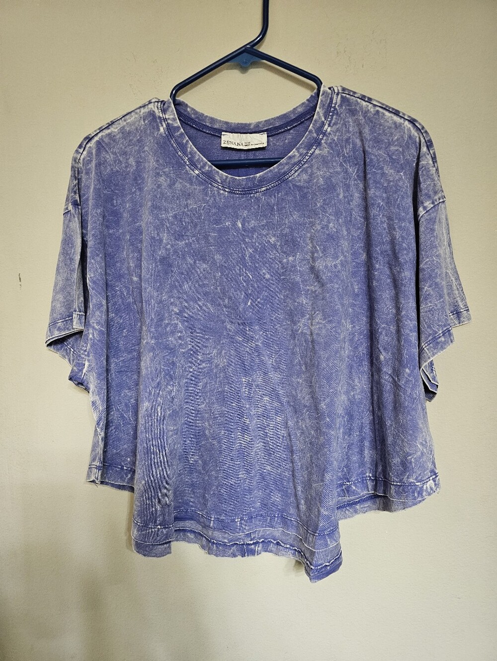 Zenana Crinkled Acid Wash Tee